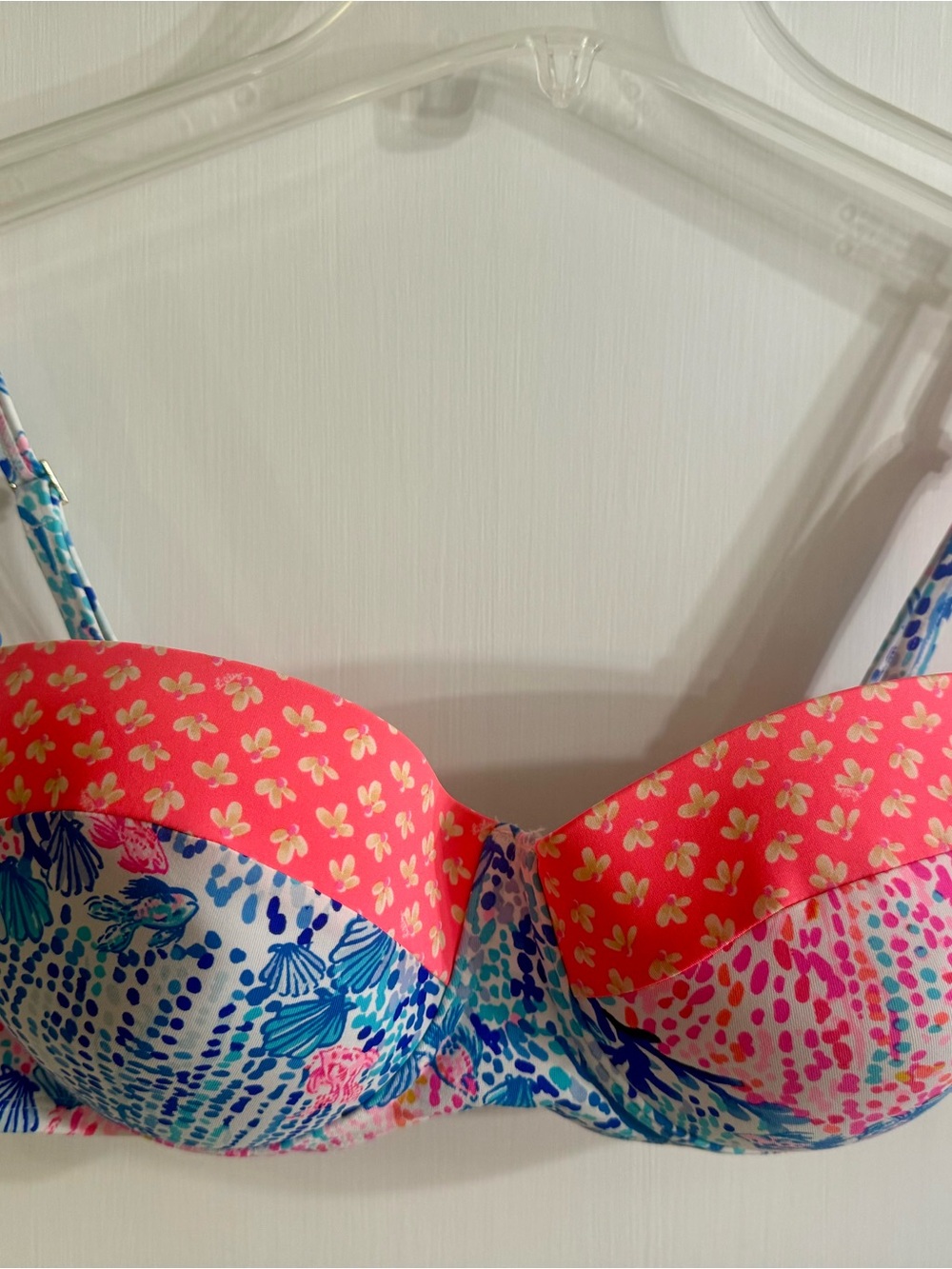 Lilly Pulitzer Coral and Multi-Color Patterned Bikini Top